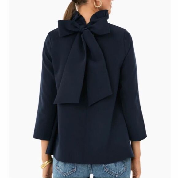 Tuckernuck Blue and White Graphic 3/4 Sleeve Blouse - Picture 10 of 10